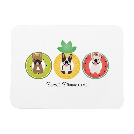 Franse bulgdogs in vruchtendrukvloeren magneet (Horizontaal)