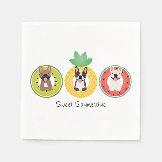 Franse bulgdogs in vruchtendrukvloeren servet (Voorkant)