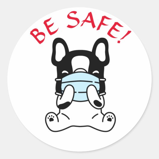 FRANSE BULHOND BLIJF VEILIG Ronde Sticker (Voorkant)