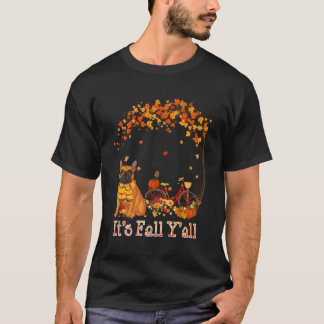 Franse Bull Dog Autumn Herfst Pumpkin Truck Mappe T-shirt