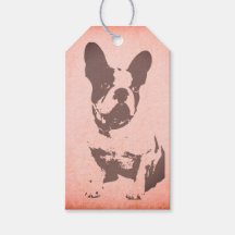 FRANSE BULL DOG CADEAU LABEL IN ROZE