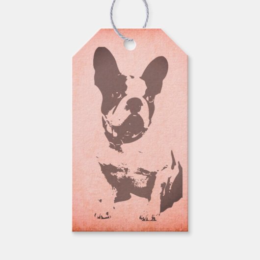 FRANSE BULL DOG CADEAU LABEL IN ROZE CADEAULABEL (Voorkant)