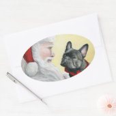 Franse Bull Dog en Santa Kerst sticker (Envelop)