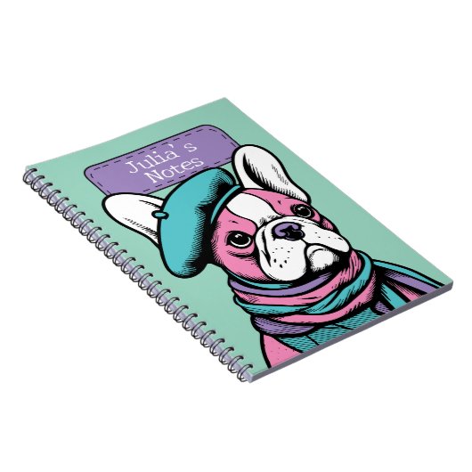 Franse Bull Dog Frenchie Artsy Pop Art Notitieboek (Rechterzijde)