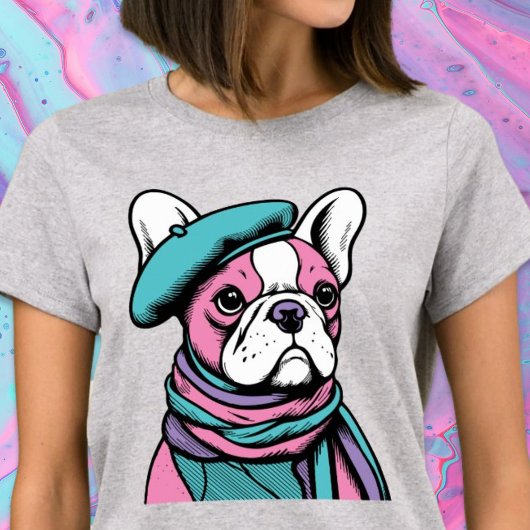 Franse Bull Dog Frenchie Artsy Pop Art T-shirt
