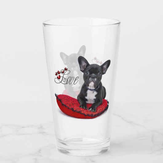 Franse Bull Dog - Frenchie - Love Glas (Achterkant)