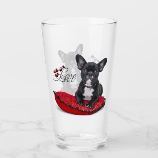 Franse Bull Dog - Frenchie - Love Glas (Voorkant)