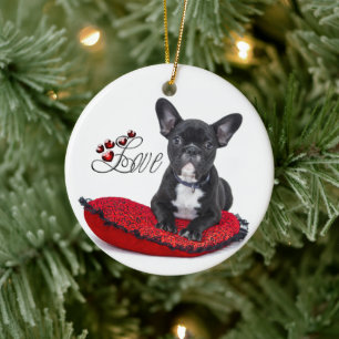 Franse Bull Dog - Frenchie - Love Keramisch Ornament