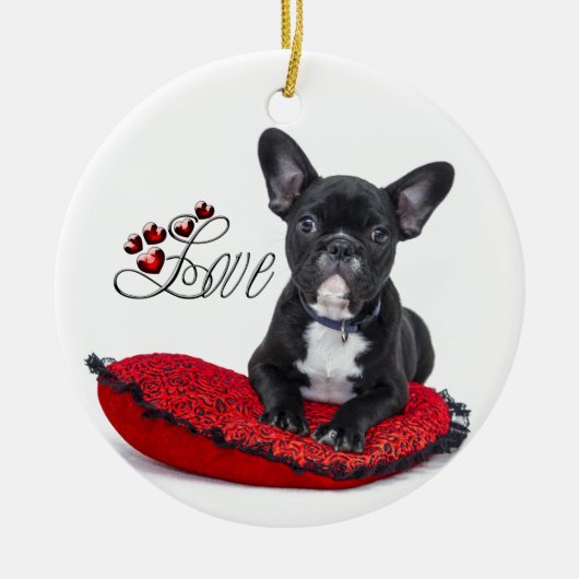 Franse Bull Dog - Frenchie - Love Keramisch Ornament (Voorkant)