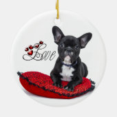 Franse Bull Dog - Frenchie - Love Keramisch Ornament (Achterkant)