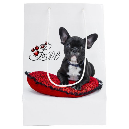 Franse Bull Dog - Frenchie - Love Medium Cadeauzakje (Achterkant)
