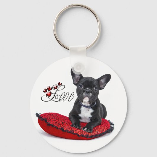 Franse Bull Dog - Frenchie - Love Sleutelhanger (Voorkant)