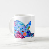 Franse Bull Dog in Blues Koffiemok (Voorkant links)