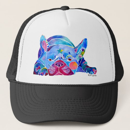 Franse Bull Dog in Blues Trucker Pet (Voorkant)