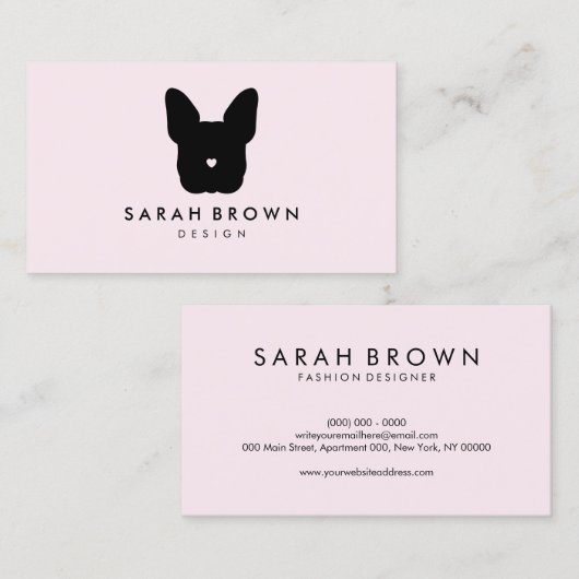 Franse Bull Dog puppy face frenchies soft roze Visitekaartje (Voorkant / Achterkant)