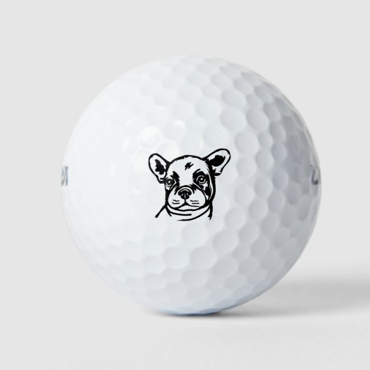 Franse Bull Dog Puppy Face Golf Balls Golfballen (Voorkant)