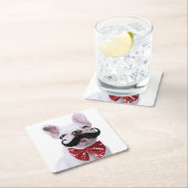 Franse bull dog puppy met snor kartonnen onderzetters (Insitu)