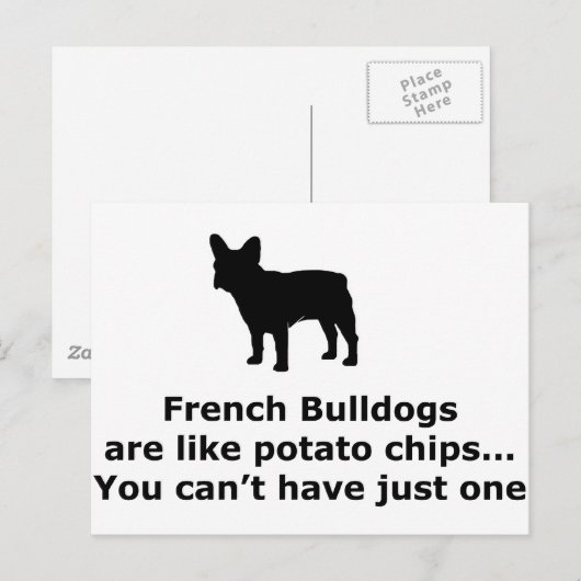 Franse Bull Dogs is net als aardappelchips Briefkaart (Voorkant / Achterkant)