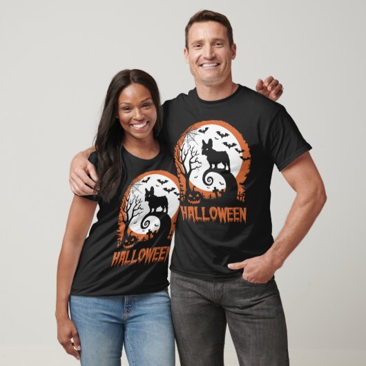 Franse Bulld0g en Moon grappig Halloween kostuum T-shirt (Unisex)