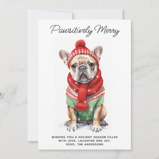 Franse Bulldog 2025 Kalender Hondenliefhebber Kers Feestdagenkaart (Voorkant)