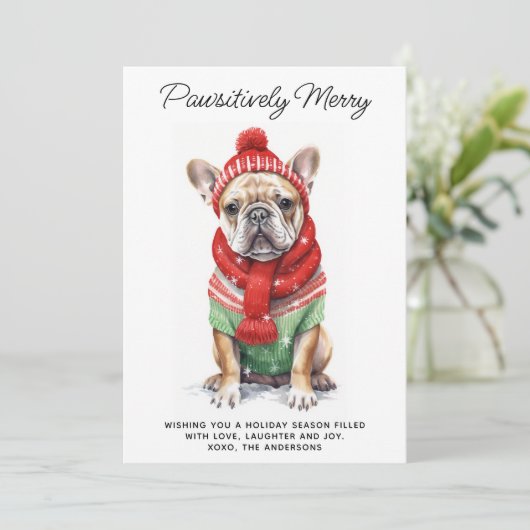 Franse Bulldog 2025 Kalender Hondenliefhebber Kers Feestdagenkaart (Staand voorkant)
