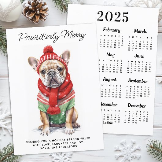 Franse Bulldog 2025 Kalender Hondenliefhebber Kers Feestdagenkaart
