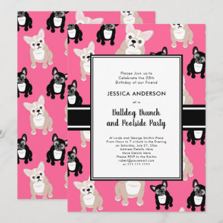Franse Bulldog 25th Birthday Party Funny Kaart