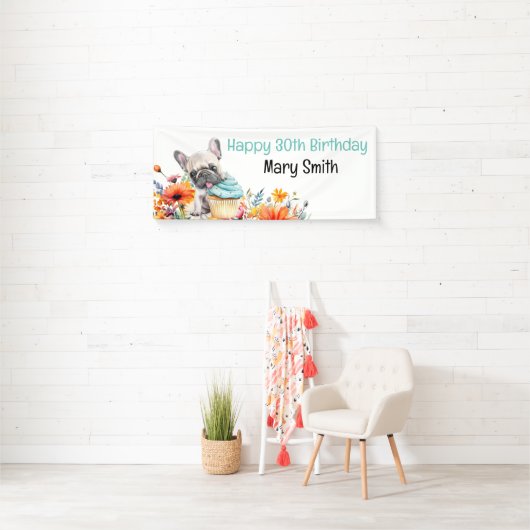 Franse Bulldog 30ste verjaardagsfeest Spandoek (Insitu)