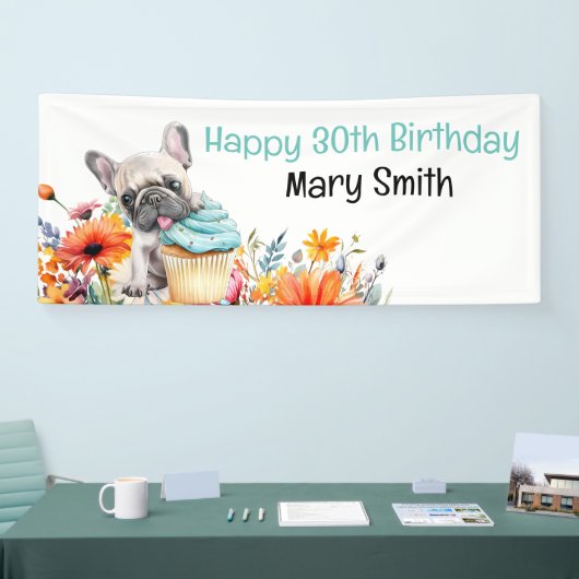 Franse Bulldog 30ste verjaardagsfeest Spandoek (Beurs)