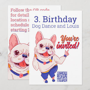 Franse Bulldog 3. Verjaardagsuitnodiging Kaart