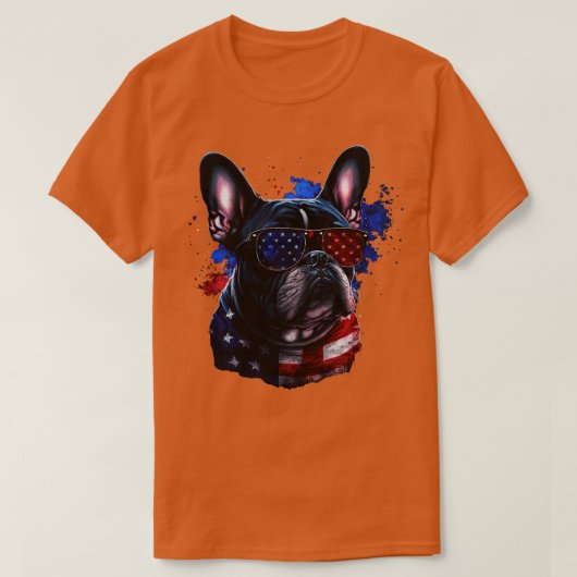 Franse Bulldog 4 juli 1 T-shirt (Design voorkant)