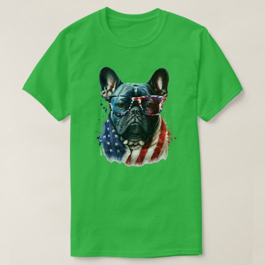 Franse Bulldog 4 juli 4 T-shirt (Design voorkant)
