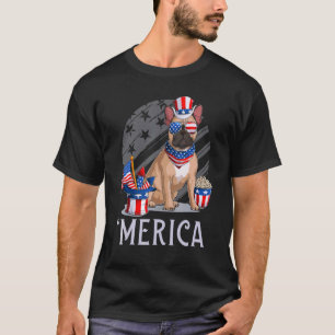 Franse Bulldog 4 juli Merica oom Sam Usa T-shirt
