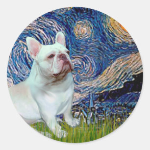 Franse Bulldog (4W) - Sterrennacht Ronde Sticker