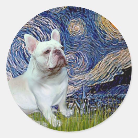 Franse Bulldog (4W) - Sterrennacht Ronde Sticker (Voorkant)