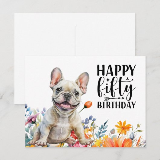 Franse Bulldog 50e Verjaardag Briefkaart (Voorkant / Achterkant)