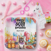 Franse Bulldog 50ste verjaardagsfeest Papieren Bordje (Feest)
