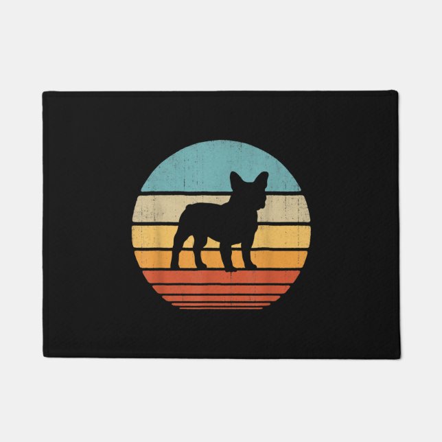 franse bulldog | 70s-cadeauhond van silhouette 60s deurmat (Voorkant)