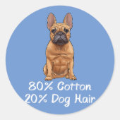 Franse Bulldog 80% Katoen 20% Hair Frenchie Ronde Sticker (Voorkant)