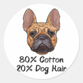 Franse Bulldog 80% Katoen 20% Hair Frenchie Ronde Sticker (Voorkant)