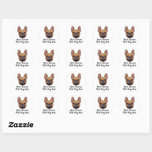 Franse Bulldog 80% Katoen 20% Hair Frenchie Ronde Sticker