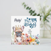 Franse Bulldog 90ste verjaardagsfeest Kaart (Staand voorkant)