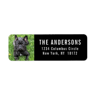 Franse Bulldog Aangepast Zwart Retouradres Etiket