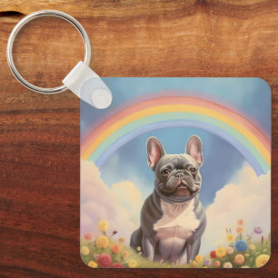 Franse bulldog aangepaste hondennaam regenboog fra sleutelhanger