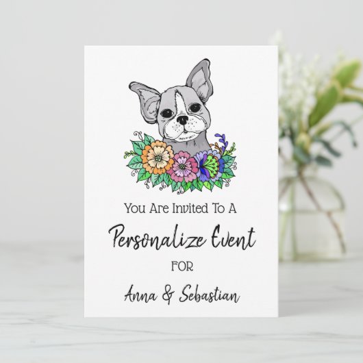 *~* Franse Bulldog Aardige Uitnodiging Evenement (Staand voorkant)