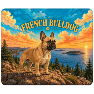 Franse Bulldog, Acadia Coast Vintage Waterverf Muismat