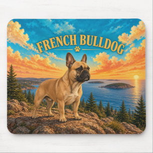 Franse Bulldog, Acadia Coast Vintage Waterverf Muismat