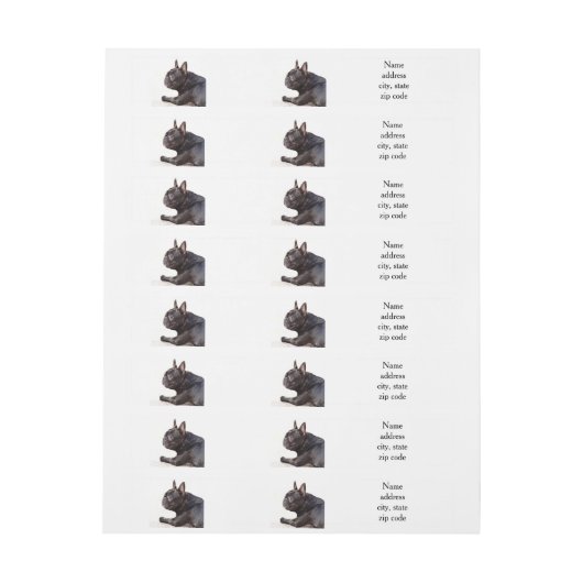 Franse Bulldog Adreslabel Wikkel (Vel)