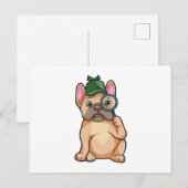 Franse bulldog als detective met vergrootglas briefkaart (Voorkant / Achterkant)