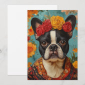 Franse Bulldog als Frida Kahlo Kaart (Voorkant / Achterkant)
